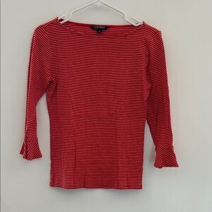 Lauren Ralph Lauren Striped Red and White Top